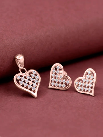 Rosegold Heart-Shaped Pendant Set Rosegold Heart-Shaped Pendant Set