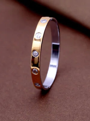 Sterling Silver Cartier Gents Kada White Stone Bracelet