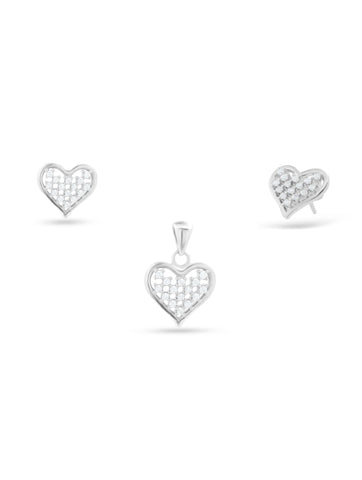 Silver Heart-Shaped Pendant Set