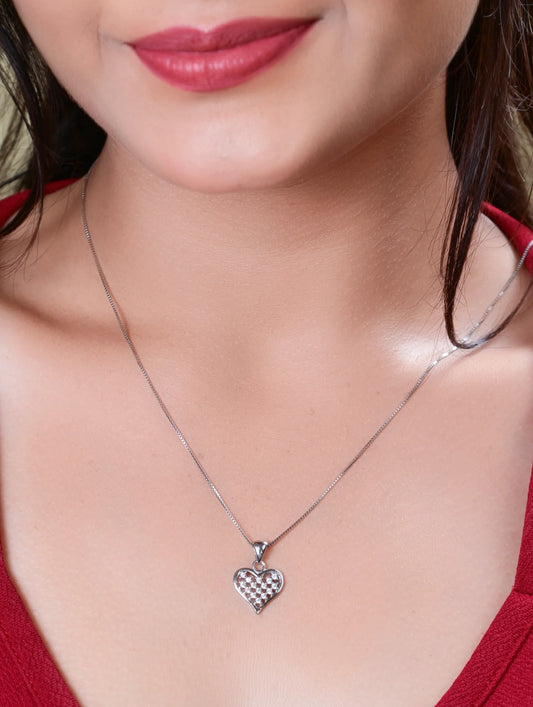 Silver Heart-Shaped Pendant Set