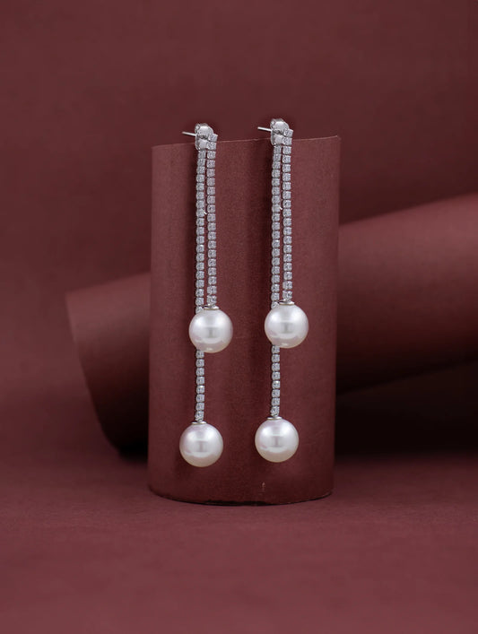 Hanging Earrings Adorned with pearl drop
