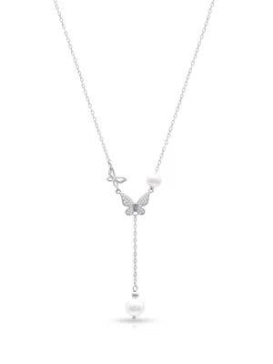 Butterfly Chain with Delicate Pearl Drop