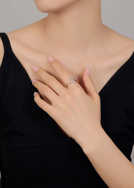Double Heart Adjustable Ring