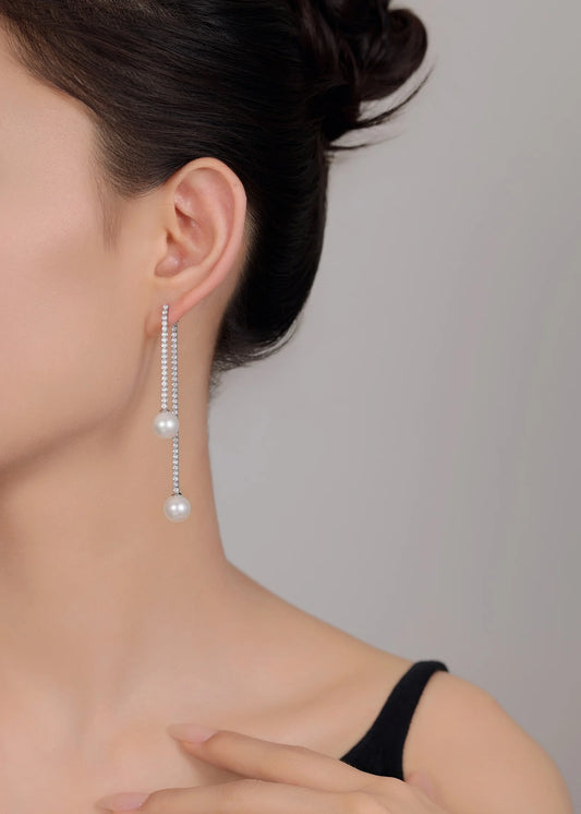 Hanging Earrings Adorned with pearl drop