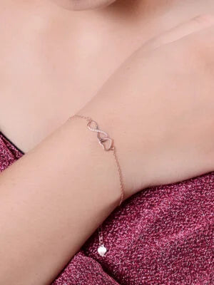 Sterling Silver Infinity and Heart Chain Bracelet