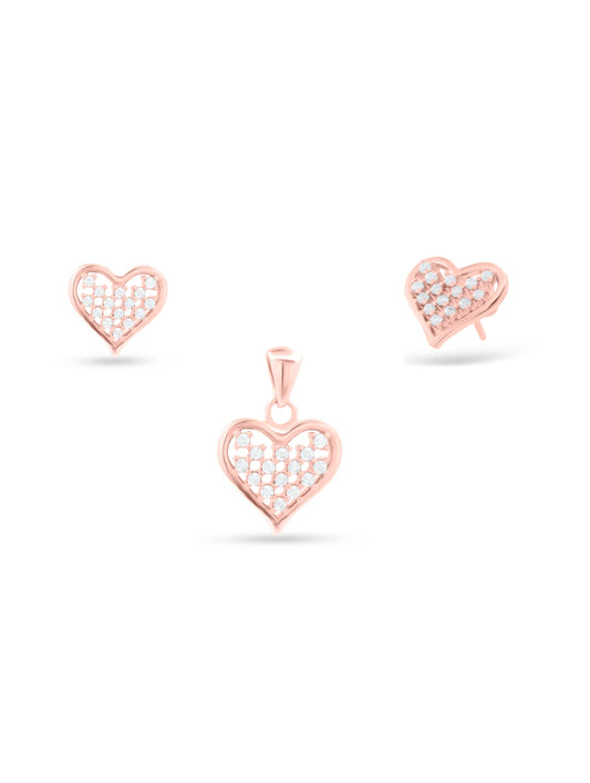 Rosegold Heart-Shaped Pendant Set