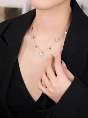 Delicate Butterfly and Star Charms Chain