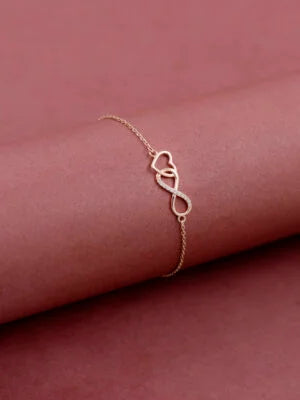 Sterling Silver Infinity and Heart Chain Bracelet